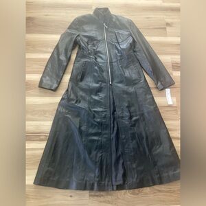 Unicorn London Black Leather Trench Coat Size 18